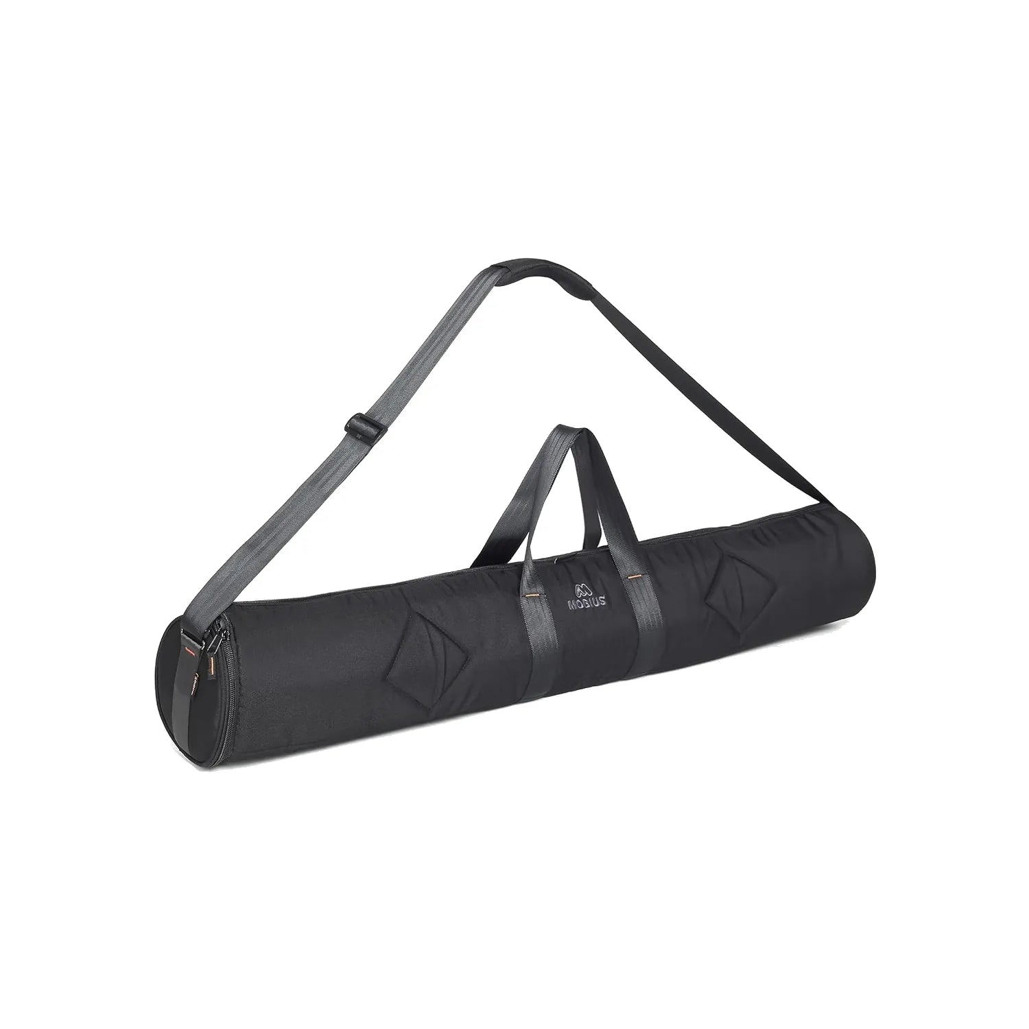 Black padded light stand bag with carry handles, shoulder strap, and zipper closure