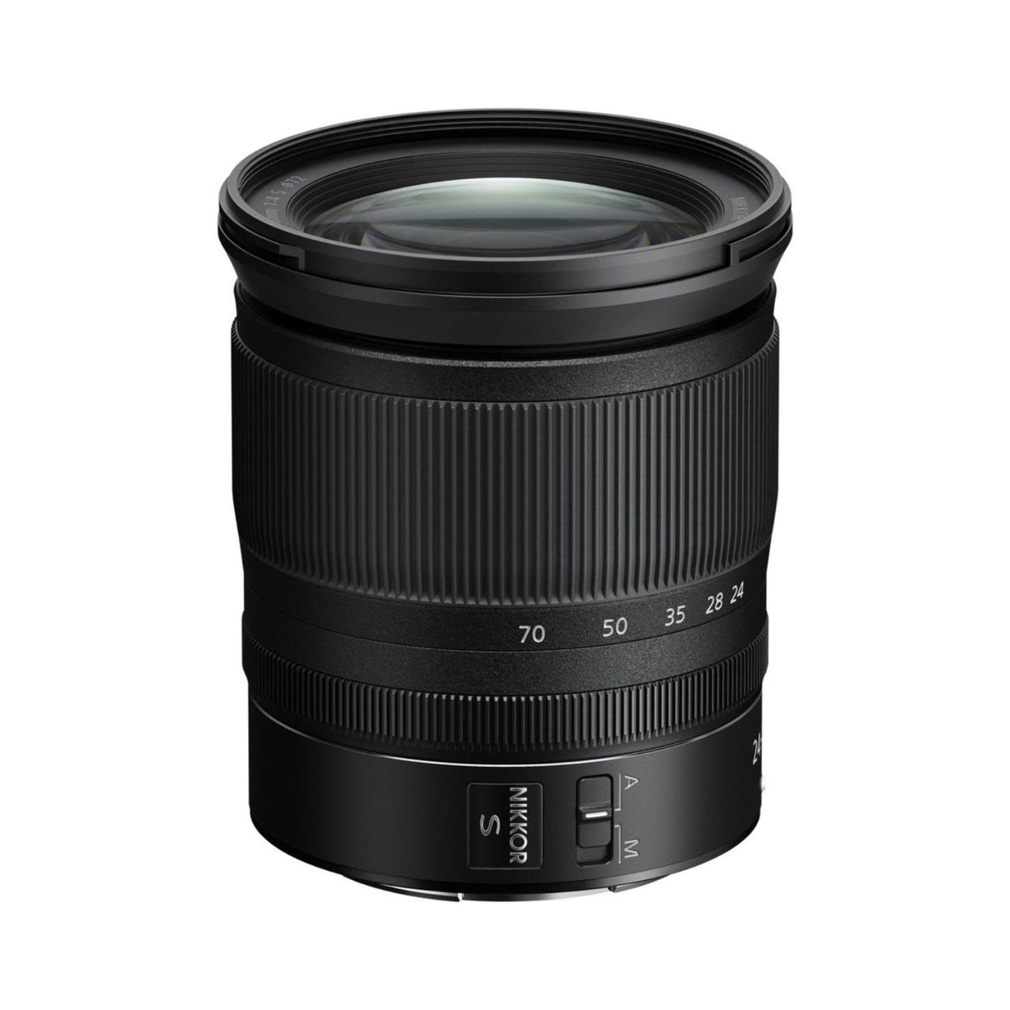NIKKOR Z 24-70mm f/4 S Objektiv mit Anschluss- und Bedienelementen