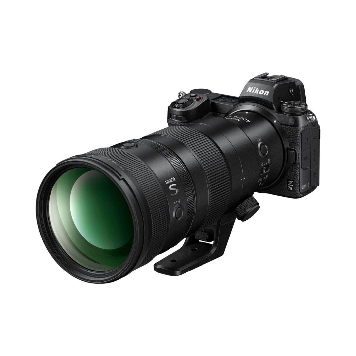 NIKKOR Z 400mm f/4.5 VR S am Nikon-Z Kameragehäuse, großes Frontglas
