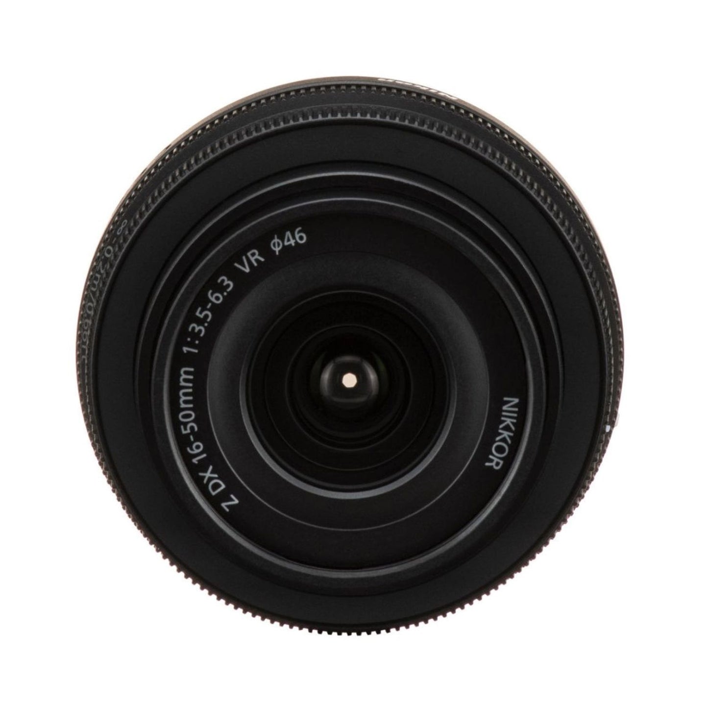 NIKKOR Z DX 16-50mm f/3.5-6.3 VR lens, front element and VR text