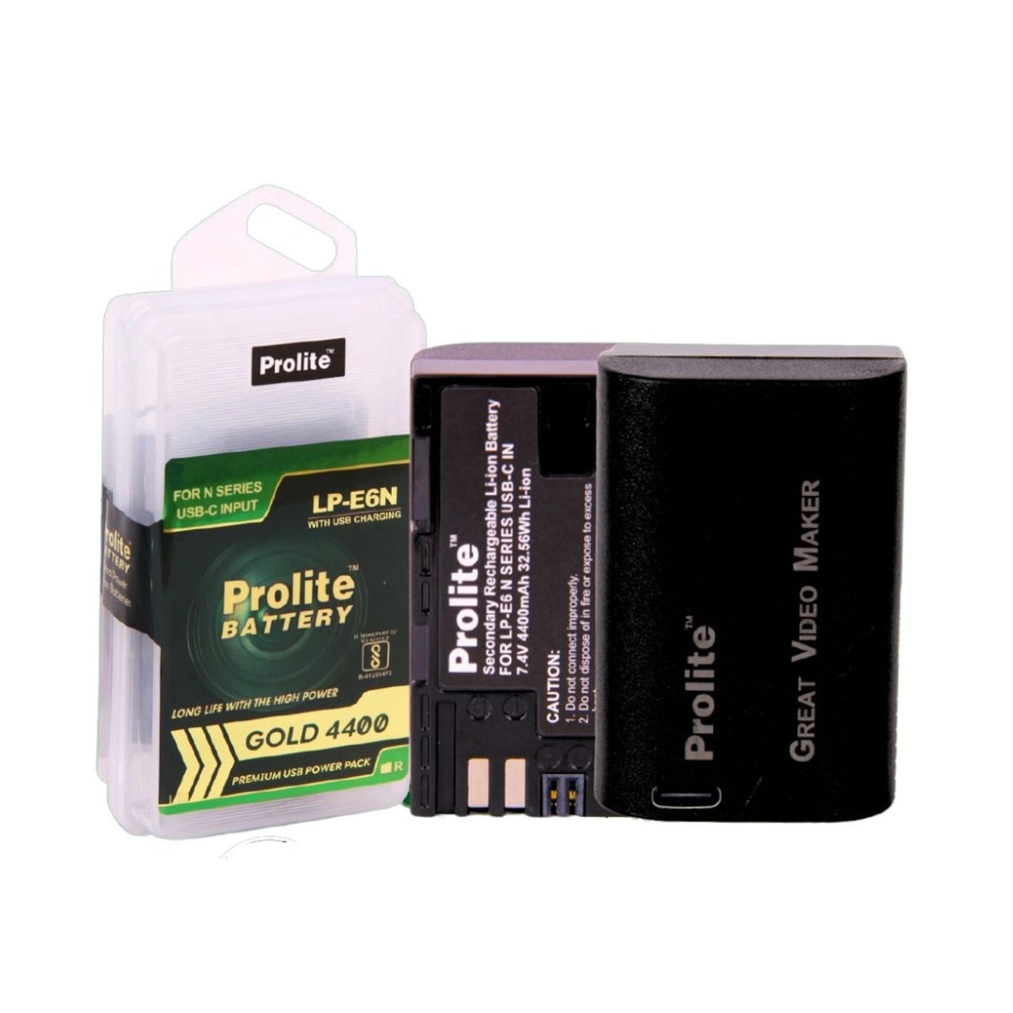 Prolite LP-E6N Akku Gold 4400, USB‑C ladefähig, mit Hüllenverpackung
