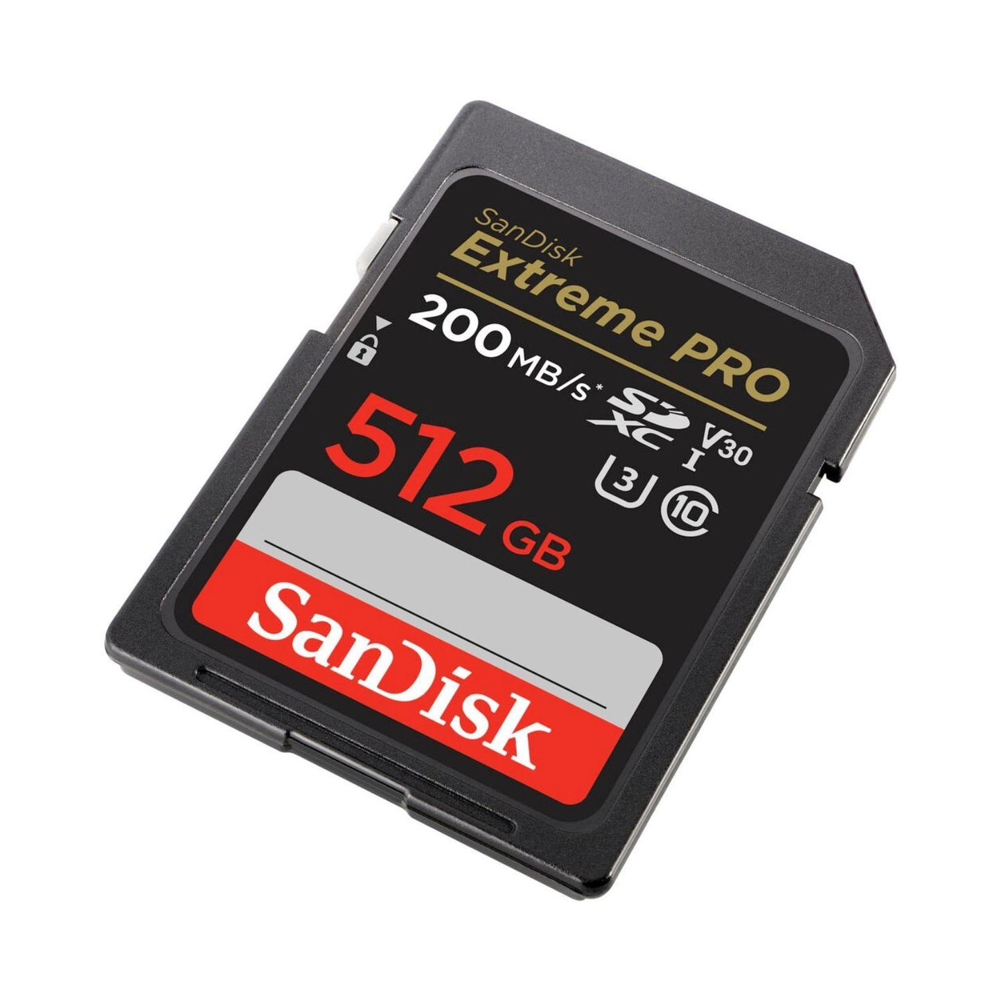 Extreme PRO 512GB SDXC card, 200MB/s, UHS-I, Speed Class 10, V30