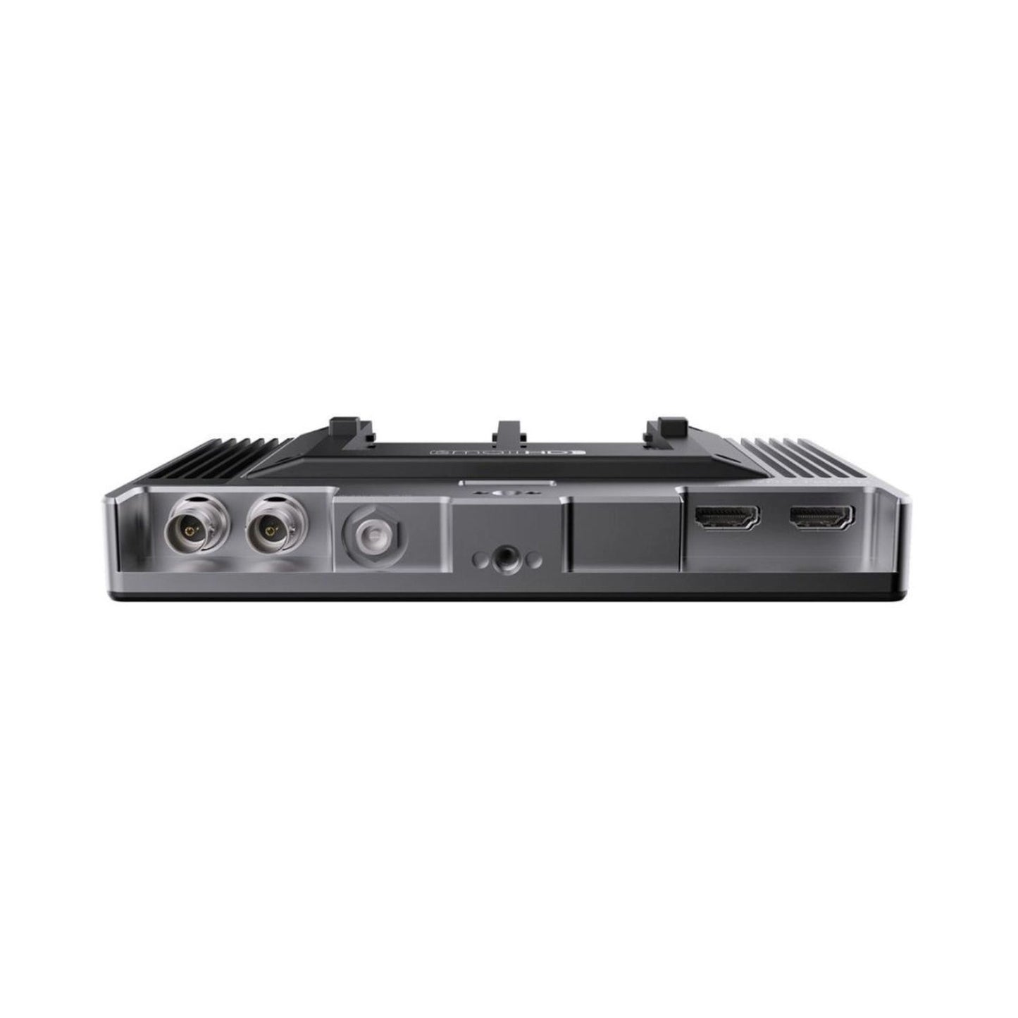 Ansicht der Anschlussseite des 702 Touch On-Camera Monitors mit HDMI und Audio