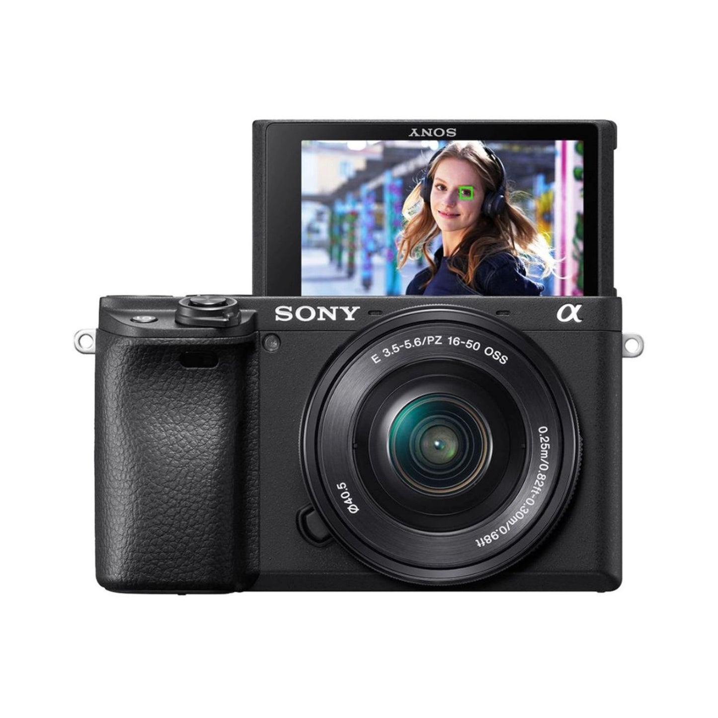 Mirrorless camera with 16-50mm OSS lens and tilting LCD screen