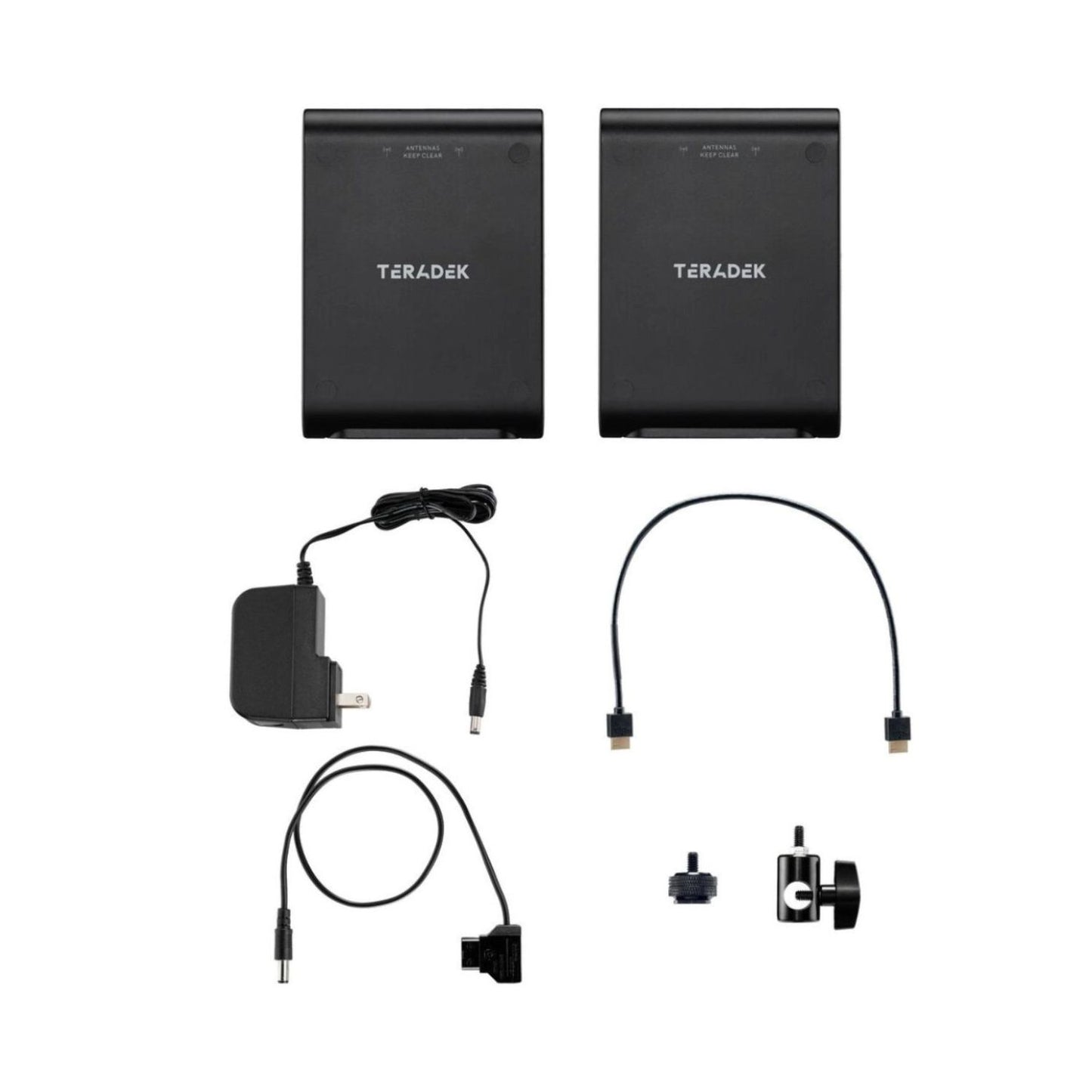 Ace 750 kit: two wireless HDMI units with power adapter, cables, and mounting hardware