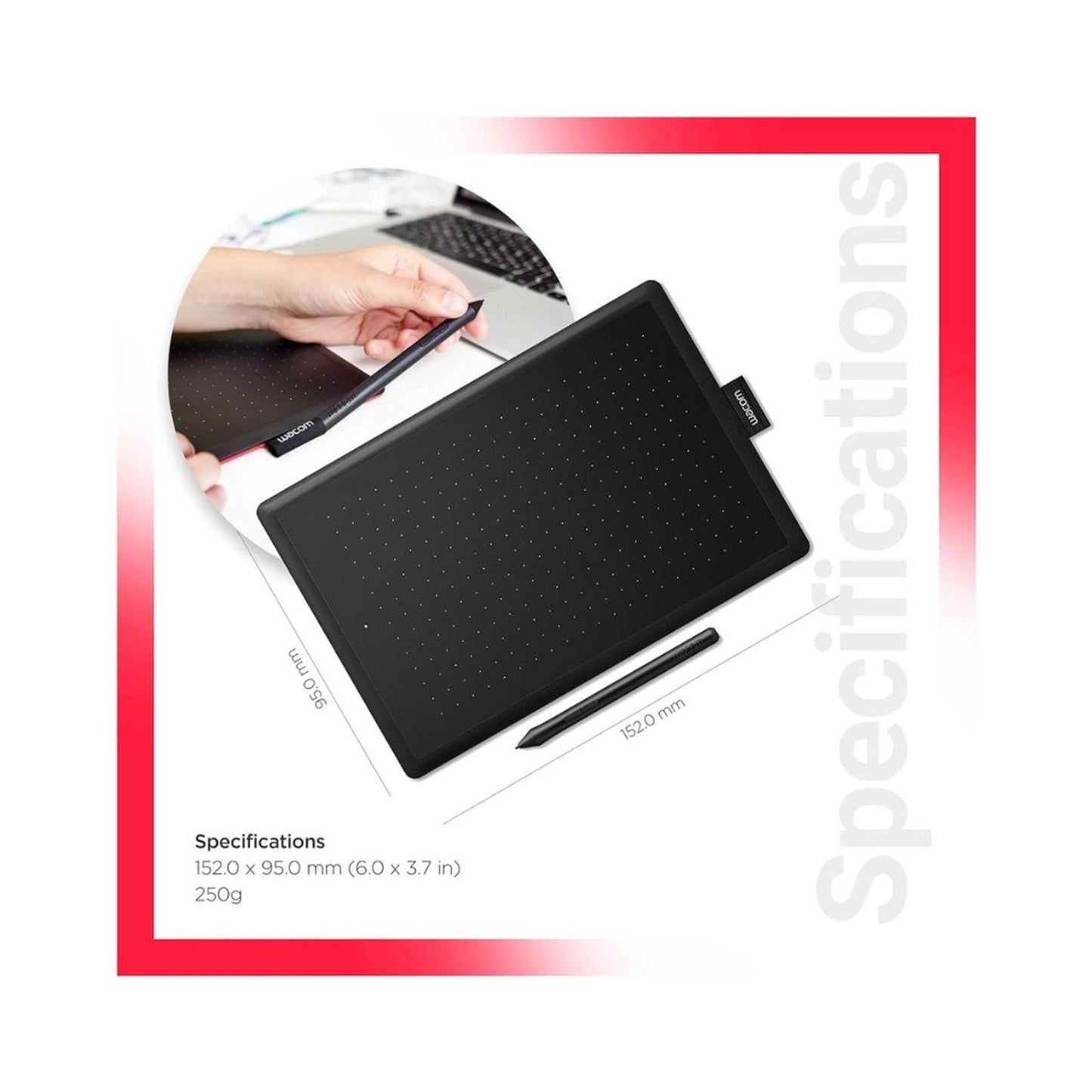Wacom CTL-472 pen tablet, 152 x 95 mm size, 250 g weight, with stylus