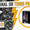 Black and white halftone collage of dead batteries and cables beside a Prolite LP-E6 camera battery in a yellow ring, headline Original or Third Party