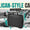 Black protective hard case over a collage of an Indian highway, railway platform and beach, headline Pelican-Style Cases The India Guide