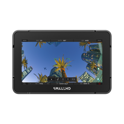 SmallHD Focus 504 touchscreen on-camera monitor, front view with camera image displayed