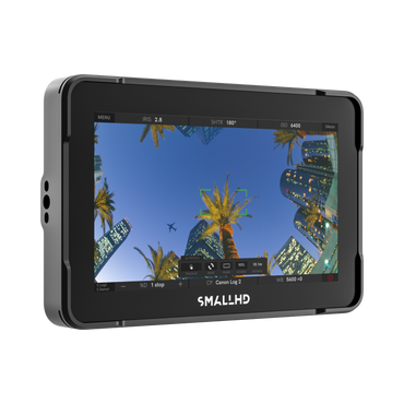 SmallHD Focus 504 monitor angled to show its touchscreen and side ports