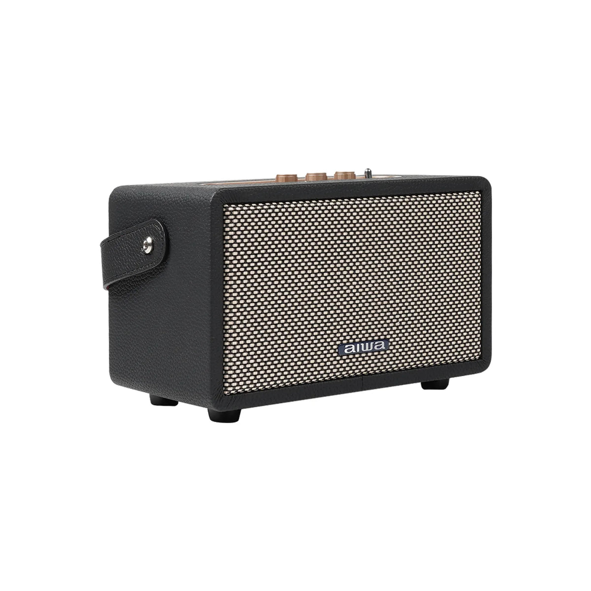 Aiwa RS-X100 speaker, angled with strap