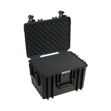 B&W 5500 case open with foam-lined lid and base compartments