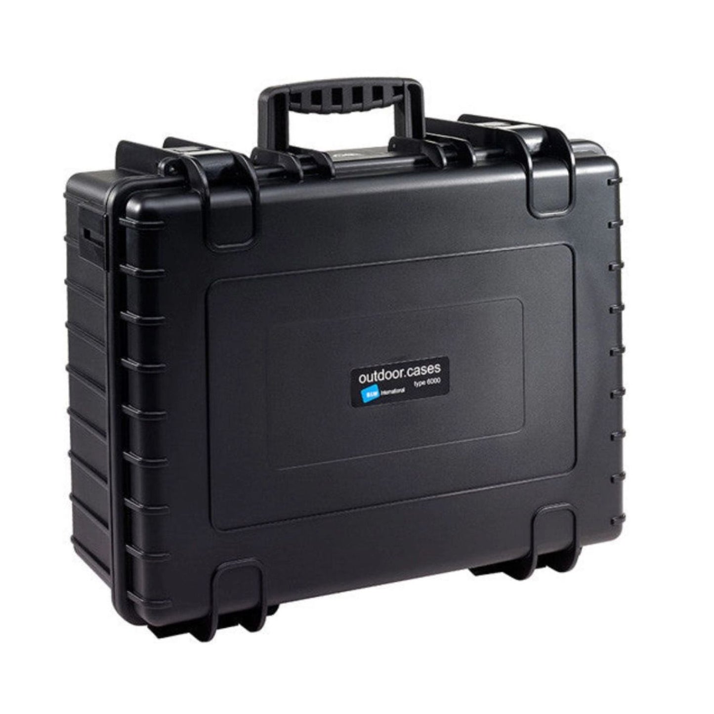B&W 6000 hard case, black watertight case with carry handle and latches