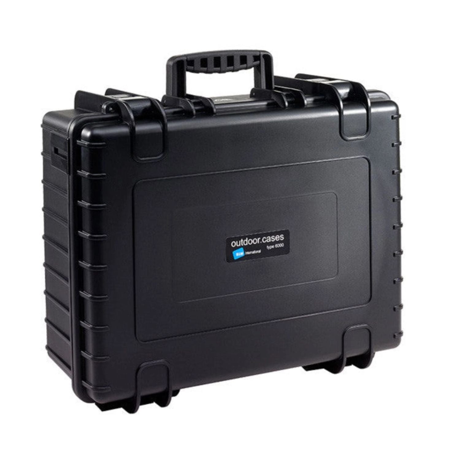 B&W 6000 hard case, black watertight case with carry handle and latches