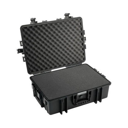 B&W 6500 case open with textured foam insert in lid and base