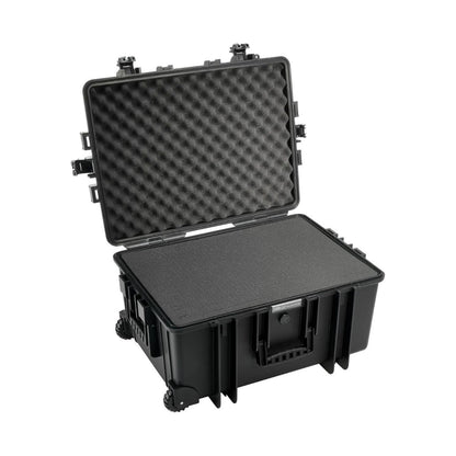 B&W 6800 case open view with textured lid foam and black base, hinged protective cover