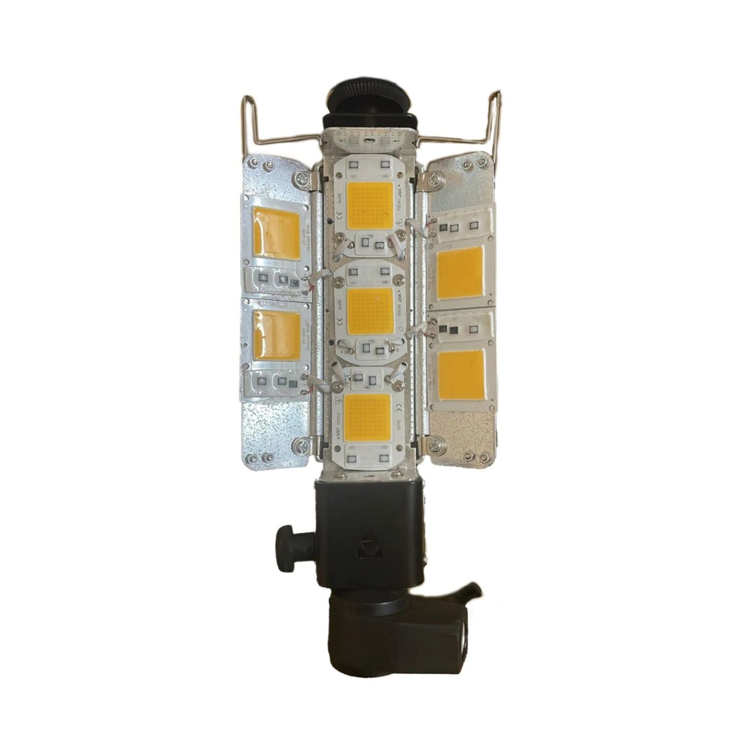 LED Porta Light mit mehreren gelben LED-Modulen auf silbernem Lampenkopf