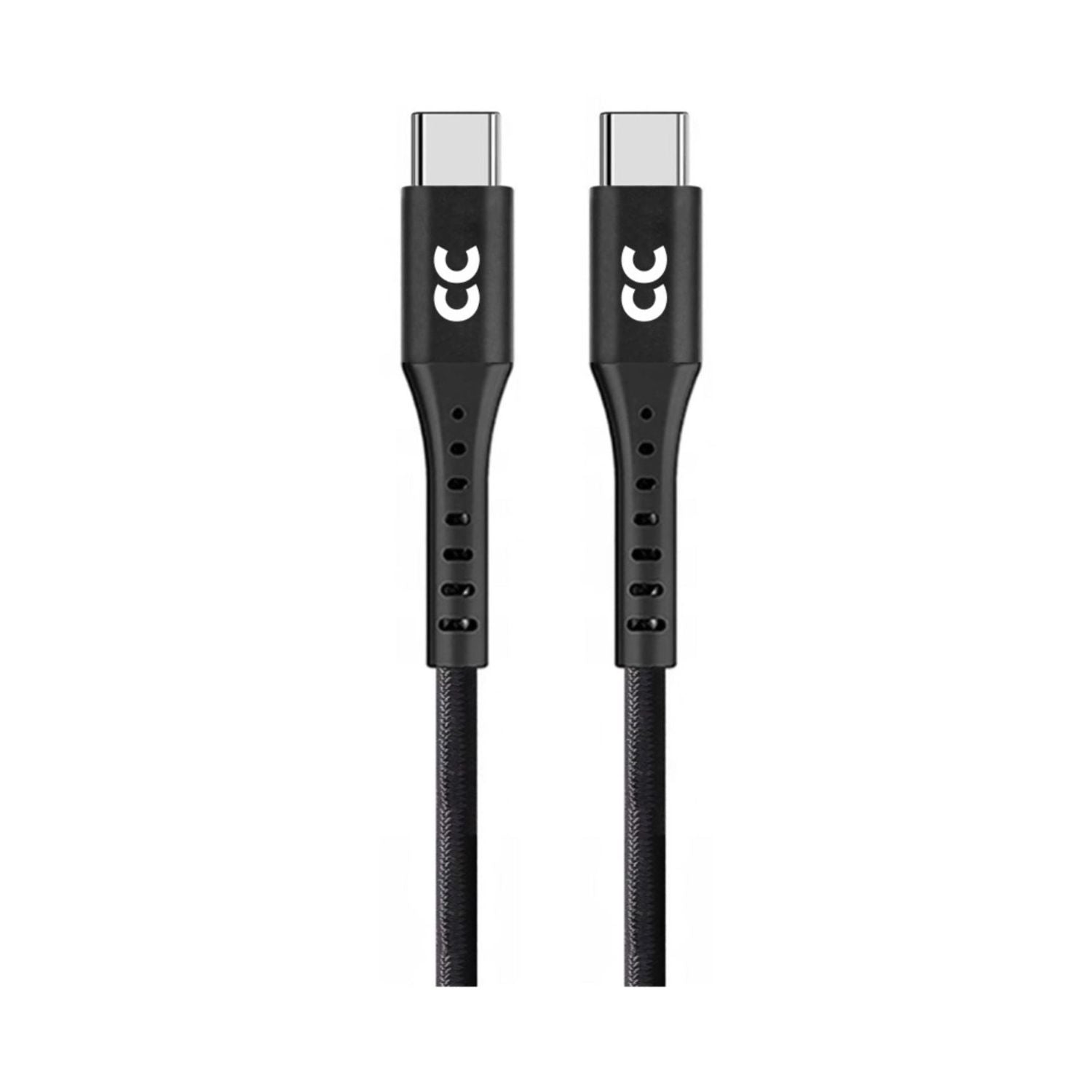 USB-C to USB-C charging & sync cable, black braided, two USB‑C connectors