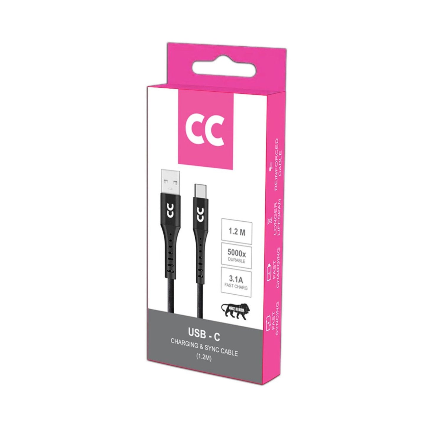 Verpackung: CC USB-C Charging & Sync Kabel, 1,2 m, USB-A zu USB-C