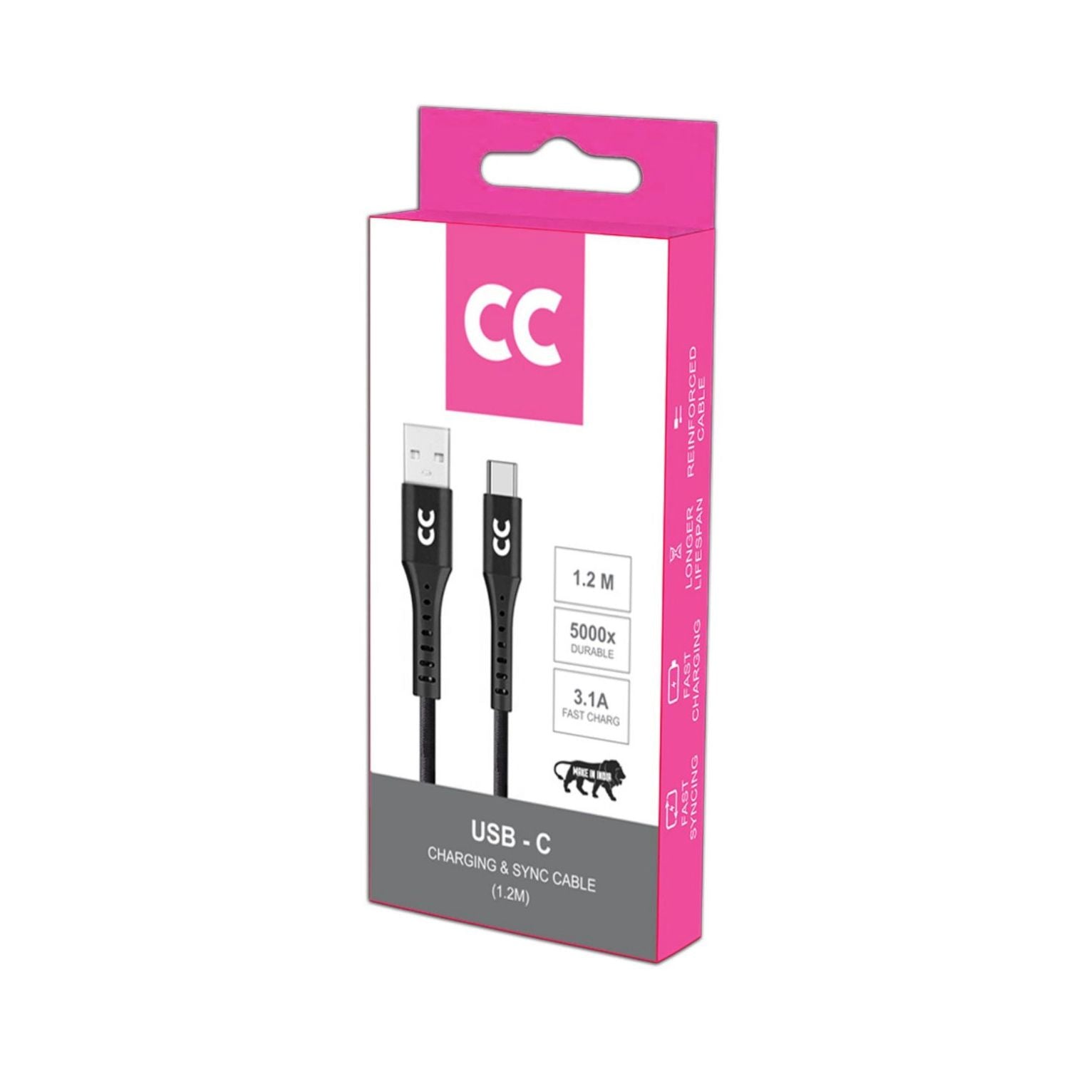 Verpackung: CC USB-C Charging & Sync Kabel, 1,2 m, USB-A zu USB-C