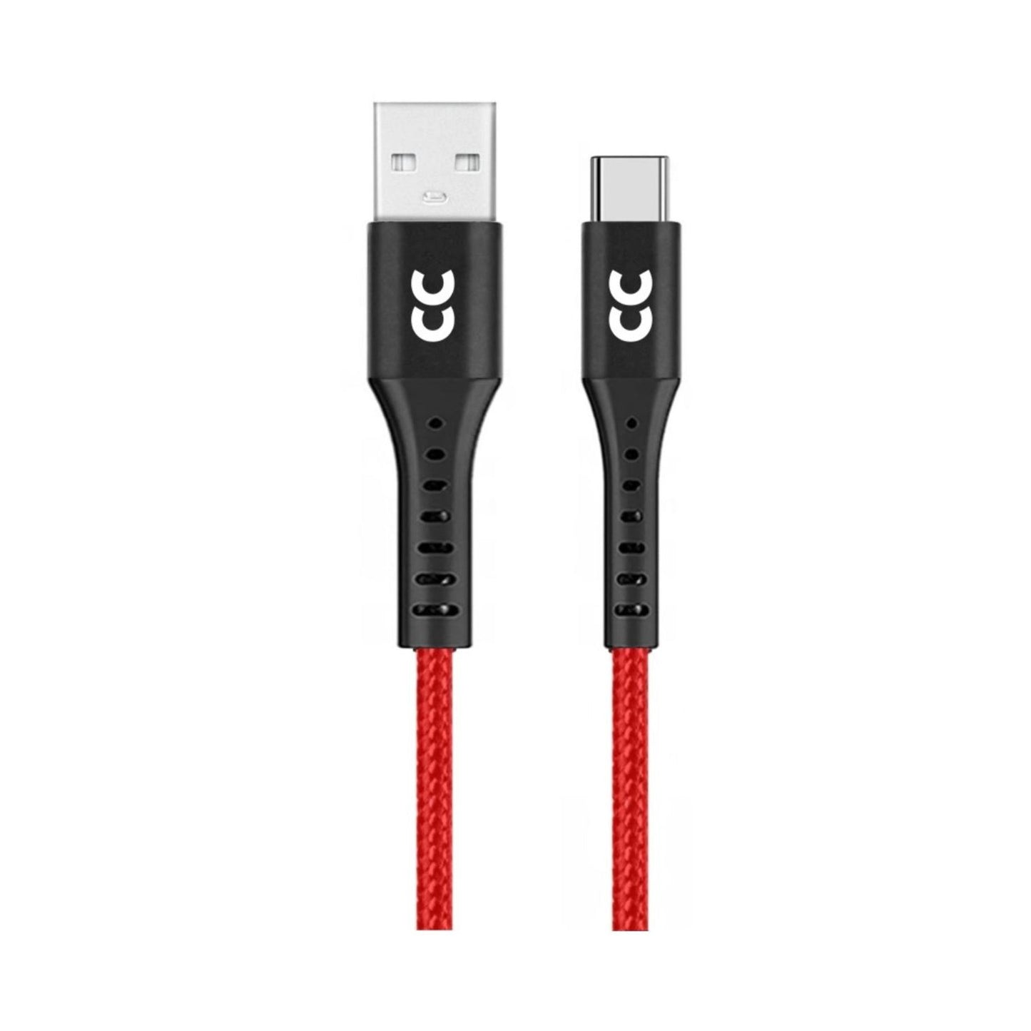 USB‑C–zu‑USB‑A-Dash‑Ladekabel, rotes Flechtkabel, schwarze Stecker
