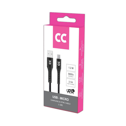 CC USB-Micro Ladekabel, schwarz, 1,2 m, Verpackung mit USB- und Micro-USB-Ende