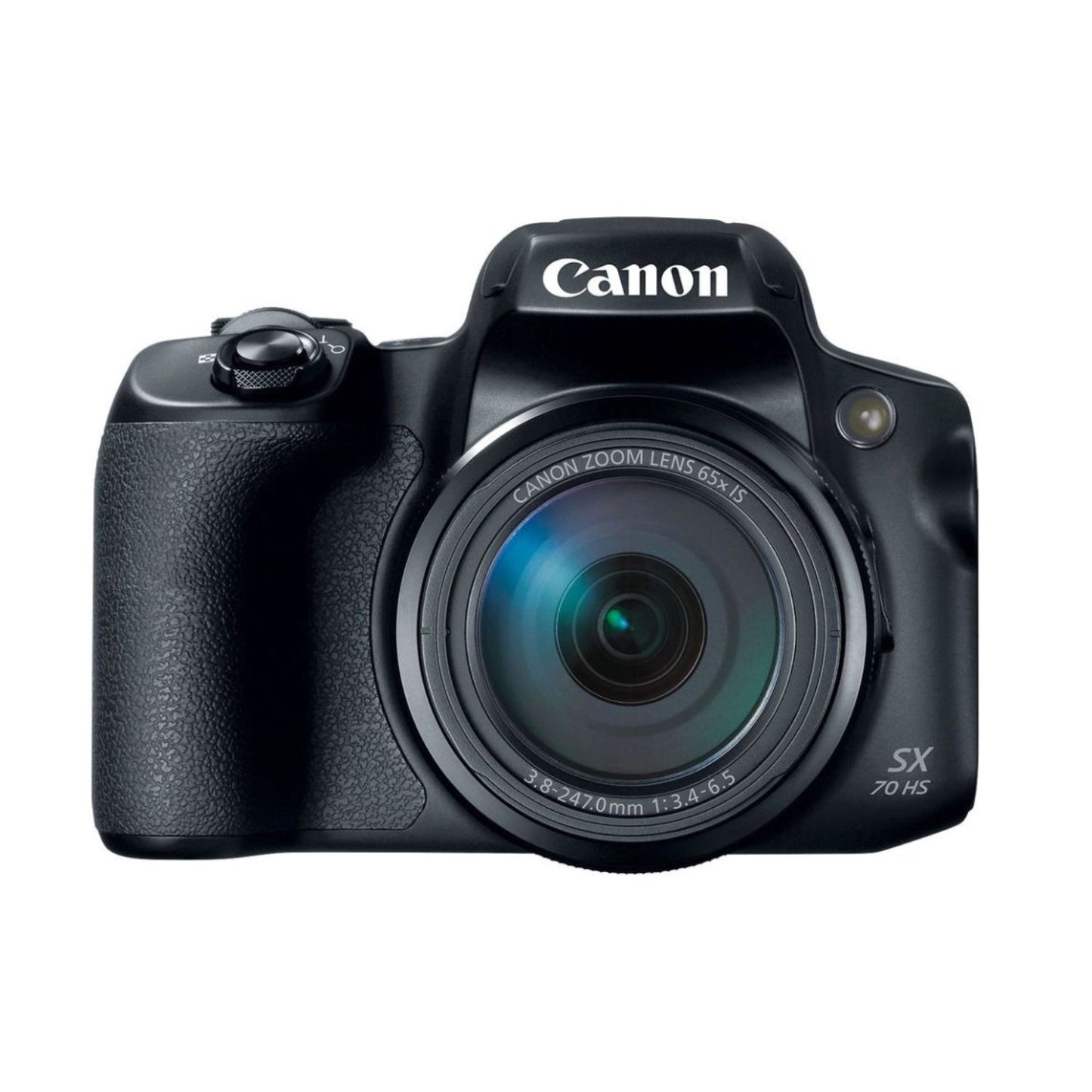 Canon PowerShot SX70 HS digital camera, front with zoom lens