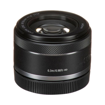 RF 50mm f/1.8 STM lens, black barrel with engraved distance markings