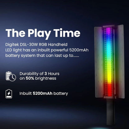 Handheld RGB LED stick light with vertical gradient colors