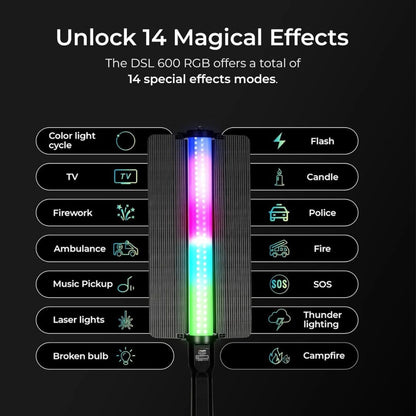 RGB LED light mode interface with effect icons and central light wand