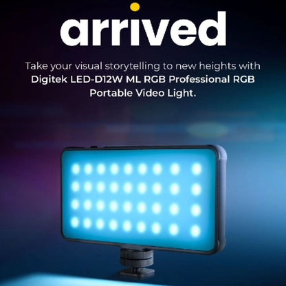 Portable LED video light with blue LED panel and centered tripod-style mount