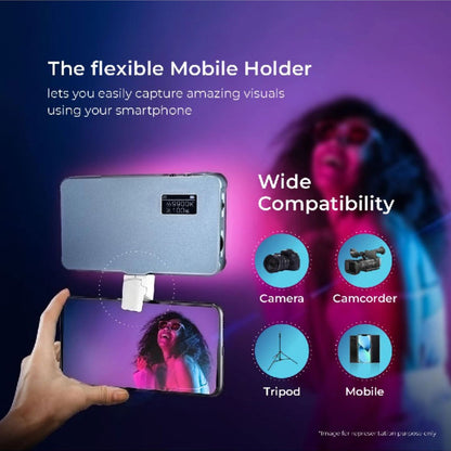 Flexible phone holder for mounting a smartphone to the LED video light