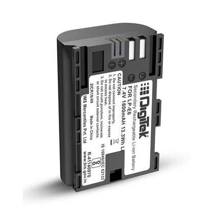 LP‑E6 Li‑ion rechargeable battery with terminal contacts and specification label