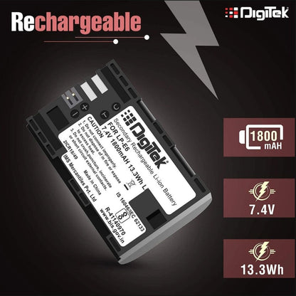 LP‑E6 rechargeable Li‑ion battery, 1800 mAh 7.4V 13.3Wh markings