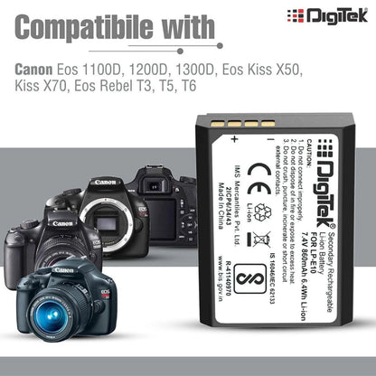 Compatible LP E10 battery for Canon EOS 1100D–1300D, Kiss X50/X70