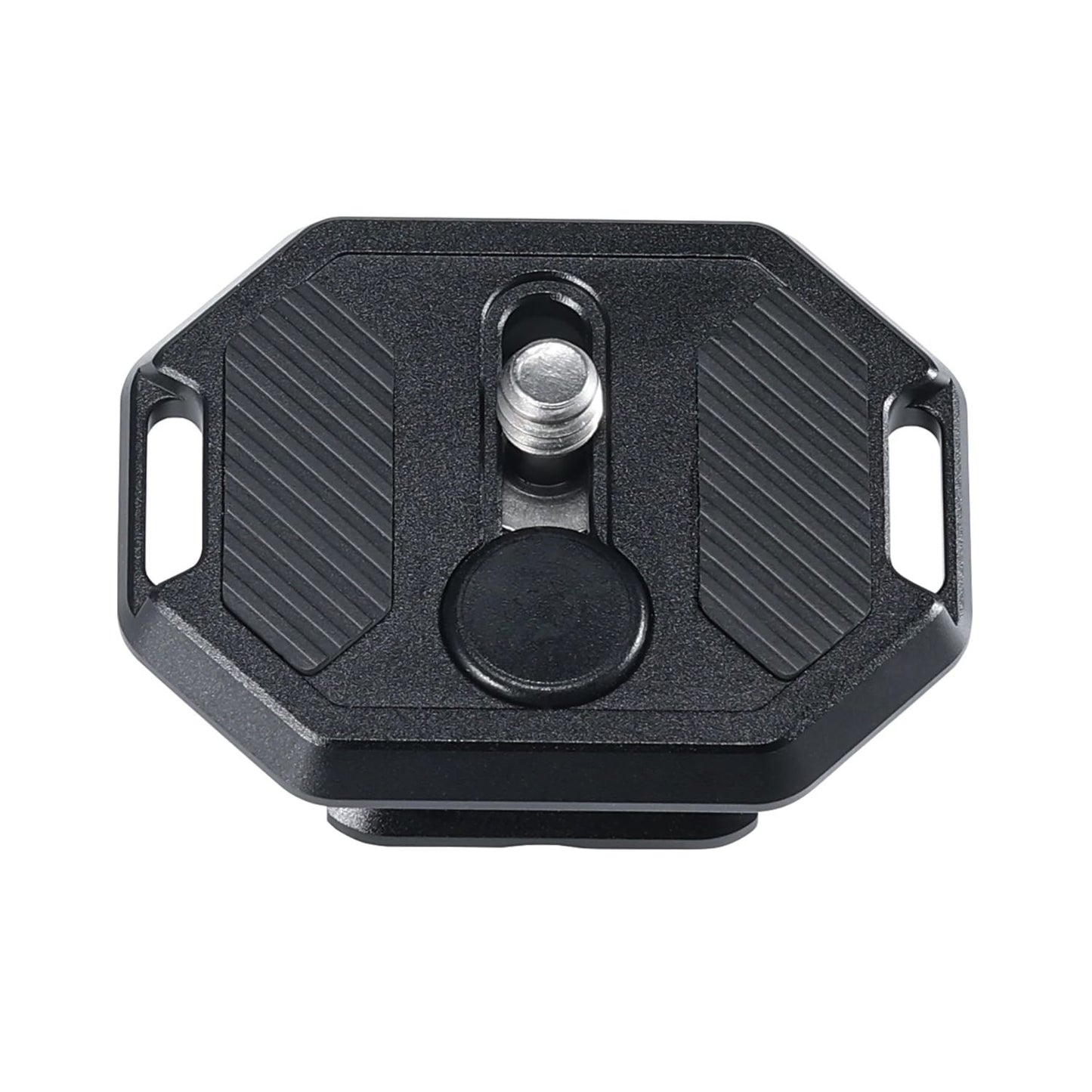FALCAM F38 base plate with dual screw mounts and textured grip, black metal