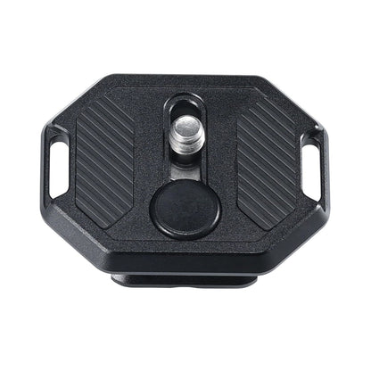 FALCAM F38 base plate with dual screw mounts and textured grip, black metal