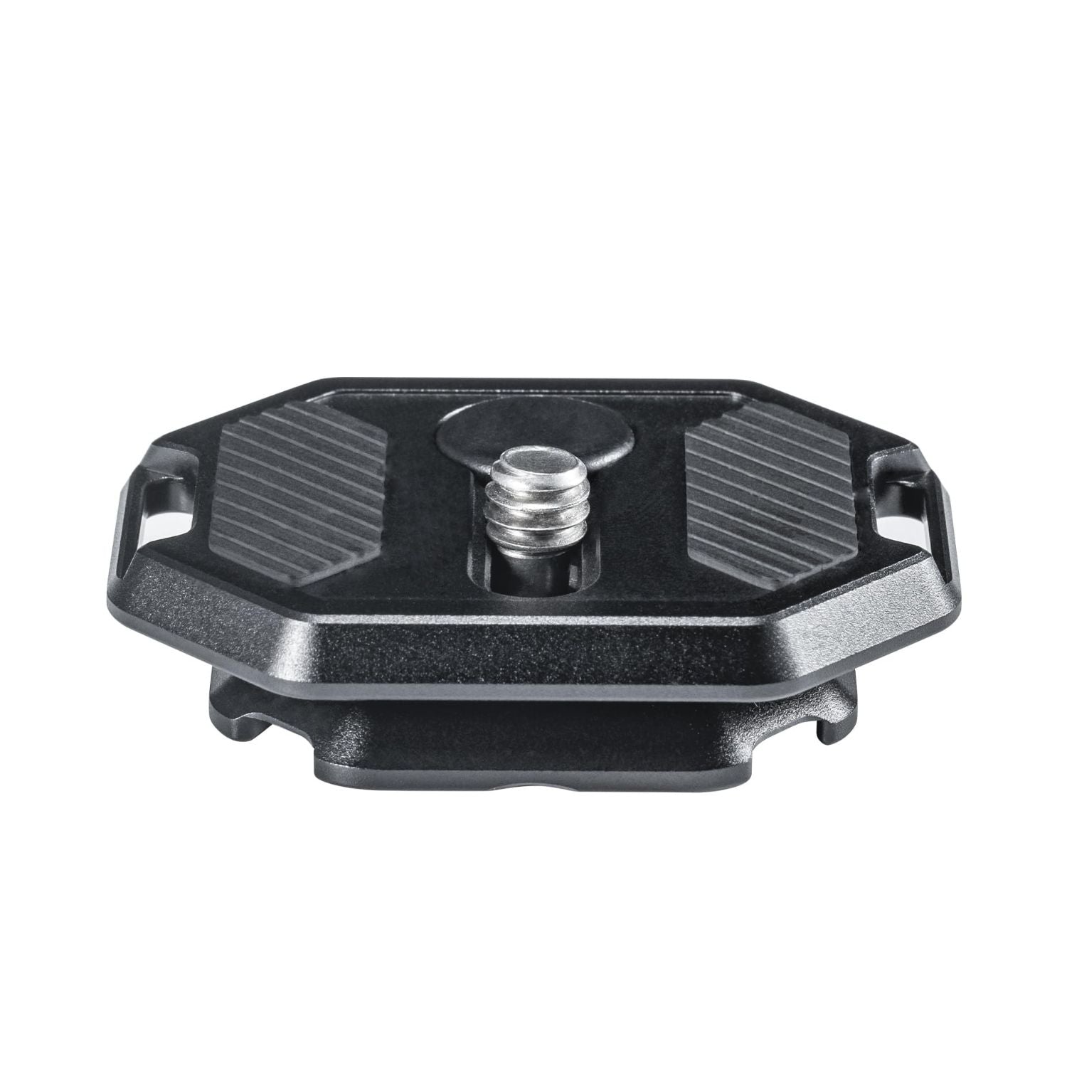 FALCAM F38 base plate, side view with central threaded screw and textured pads