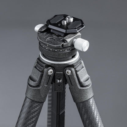 FALCAM F38 base plate mounted on a tripod head with dual-screw interface