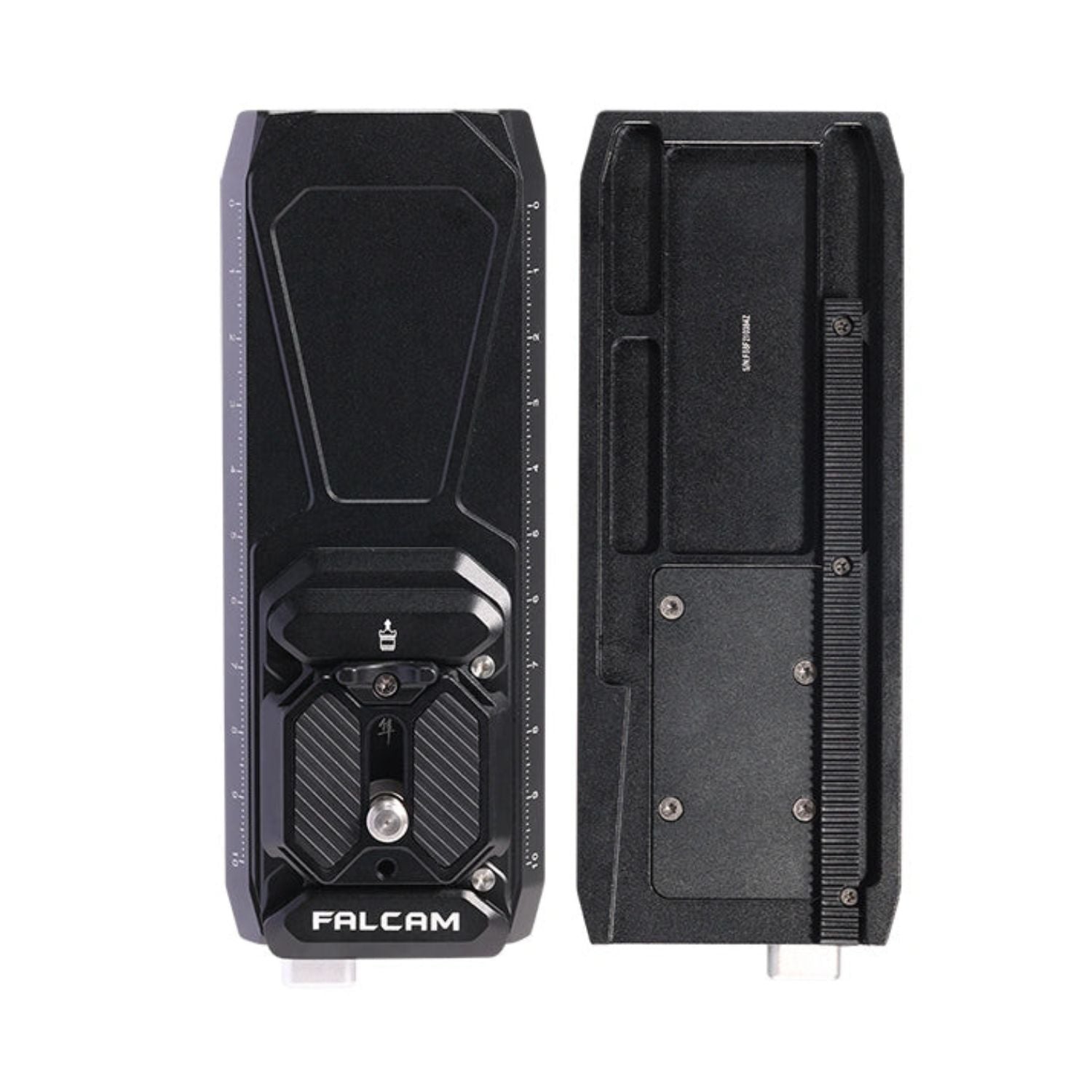 Falcam F38 quick release kit V2 quick-release plate shown front and back views