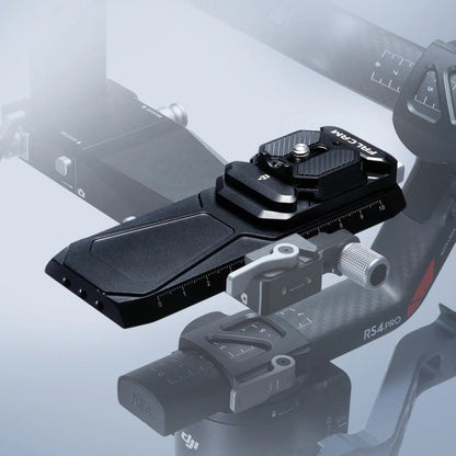 Falcam F38 quick release kit V2 quick-release plate mounted on a gimbal with adjustment parts