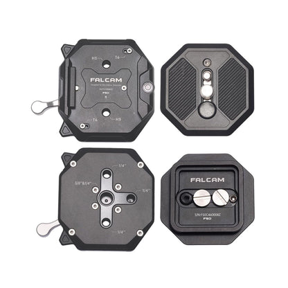 Falcam F50 square quick release plate bundle showing multiple angles and mounting details