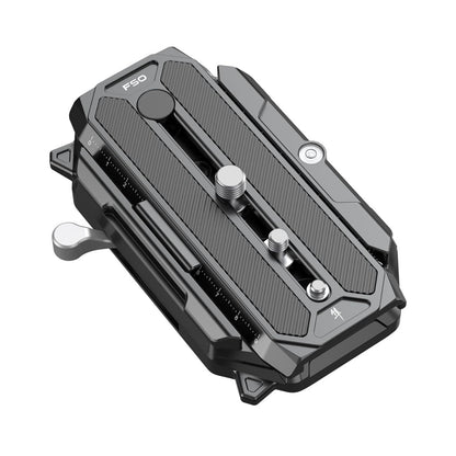Falcam F50 square quick release base plate with rails and silver thumb lever