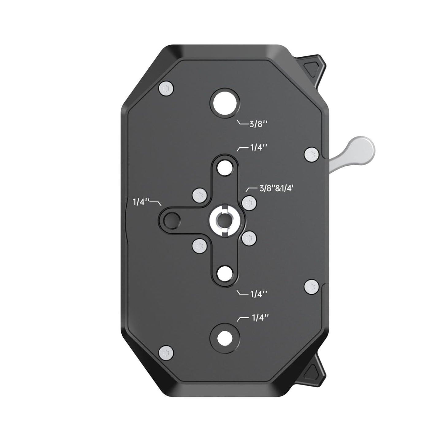 Falcam F50 square quick release mounting plate with 1/4- and 3/8-inch hole layout