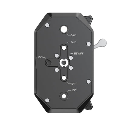 Falcam F50 square quick release mounting plate with 1/4- and 3/8-inch hole layout