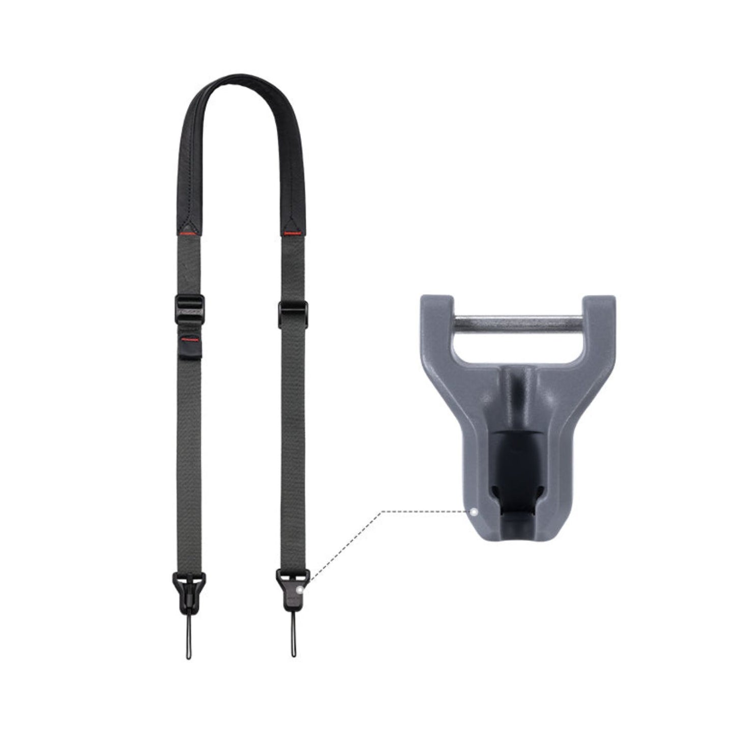 Black shoulder straps with magnetic quick-release buckle