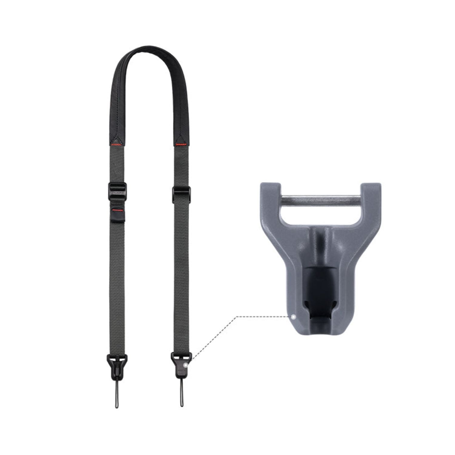 Black shoulder straps with magnetic quick-release buckle