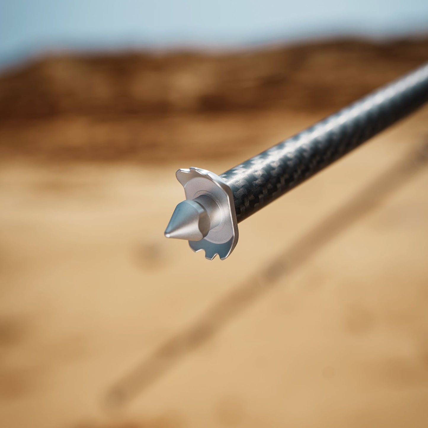 Carbon-fiber tripod leg with metal locking clamp detail