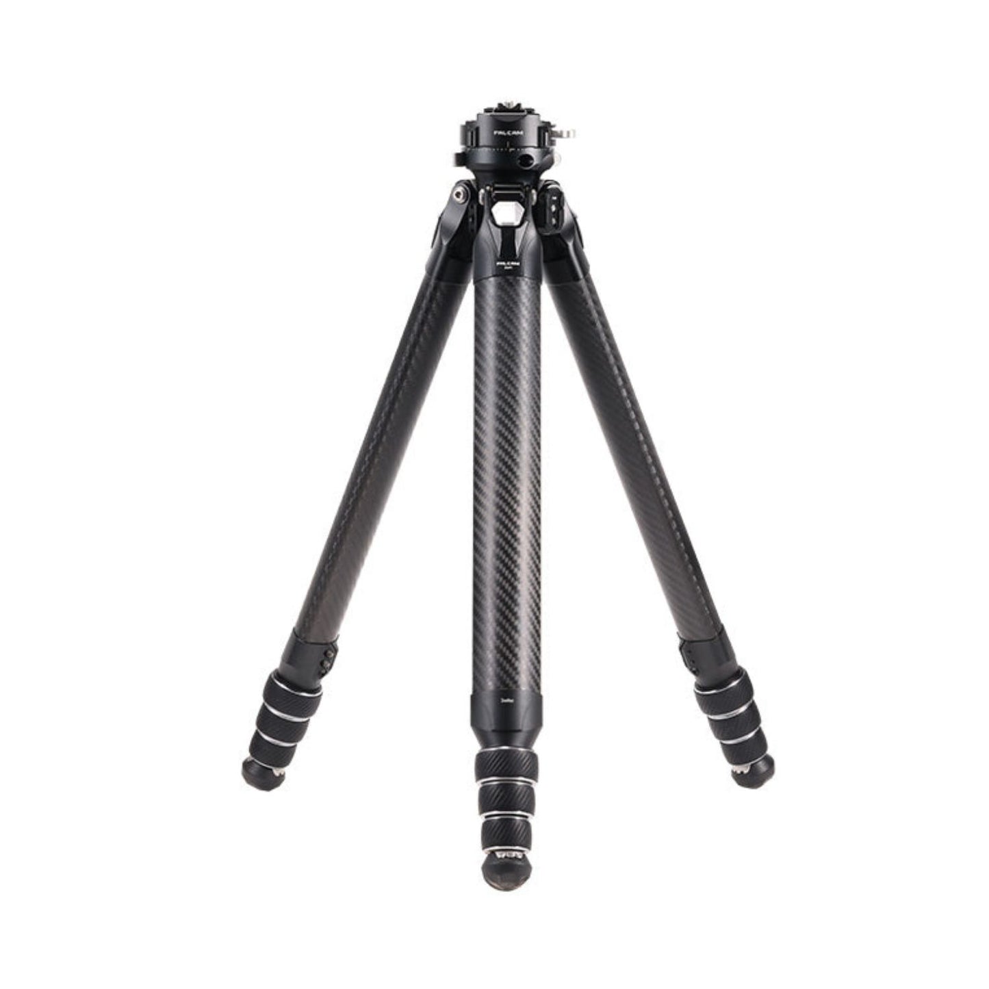 Carbon fiber travel tripod with three adjustable legs and mounting head, black