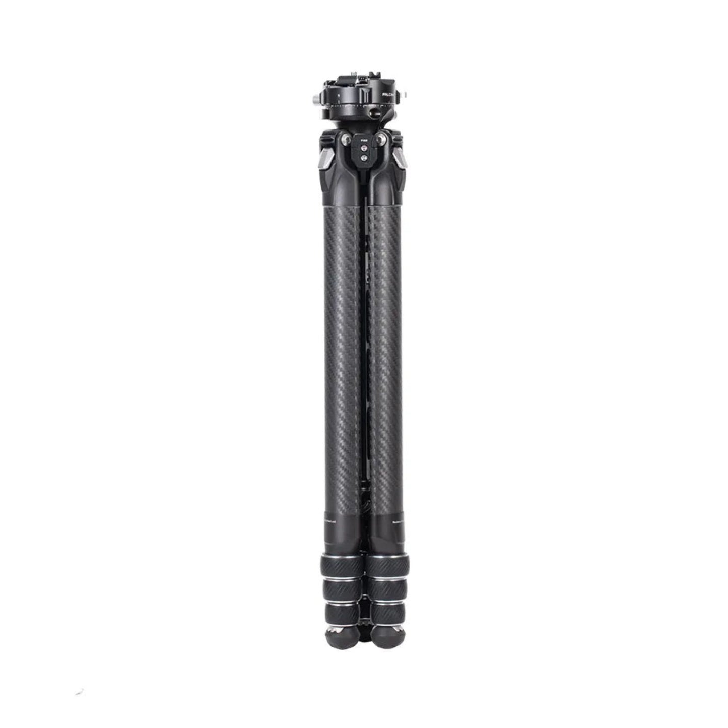 Carbon fiber tripod legs with twist-lock sections and rubber feet, black